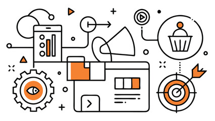 Wall Mural - a set of modern flat design business icons featuring various concepts like teamwork, innovation, dig
