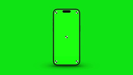 3d render of smartphone with green screen and tracking marks – rotations and movements in vertical a