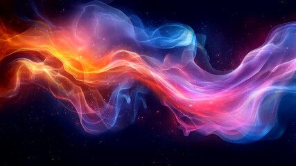 Wall Mural - Vibrant pink and blue cosmic waves flowing through the dark expanse of space. Celestial phenomenon concept. Seamless looping time-lapse video background.