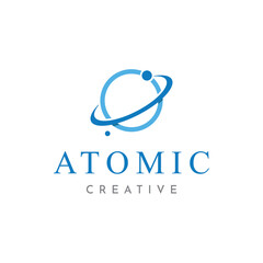 Wall Mural - Unique and creative atom abstract logo template design.Logo for business, lab, molecule.