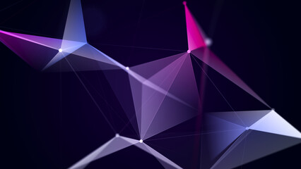 Wall Mural - connection of colored lines and shapes in space. big data visualization. digital background. 3d rend