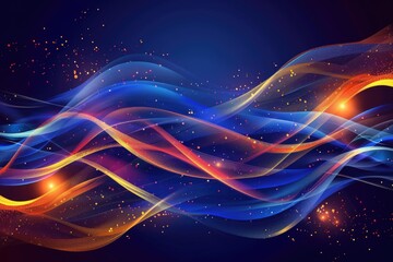 Abstract wave design on blue and orange background