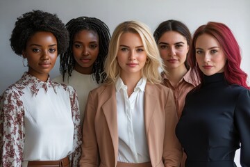 Wall Mural - Diverse confident businesswomen standing together, Generative AI