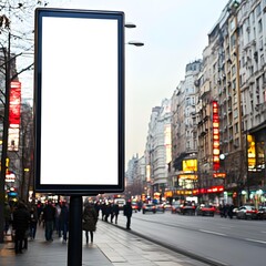 Sticker - Blank Billboard Mockup on Busy City Street