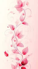 Poster - A delicate floral design featuring pink leaves and swirls on a soft gradient background.