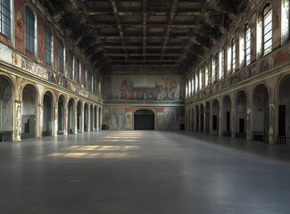 Wall Mural - Large Empty Hall With High Ceiling And Murals