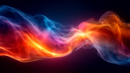 Wall Mural - Vibrant red and blue light waves intertwining in a dark void creating a dynamic visual effect. Abstract energy concept. Seamless looping time-lapse video background.