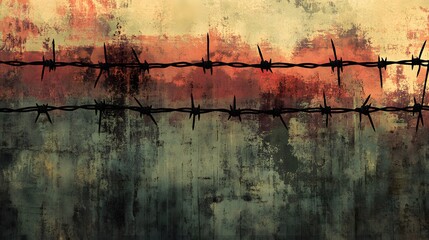 Abstract Grunge Background with Barbed Wire