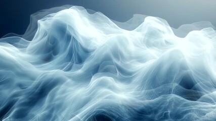 Wall Mural - Soft white light waves flowing gently across a dark background creating an ethereal and serene effect. Abstract light waves concept. Seamless looping time-lapse video background.