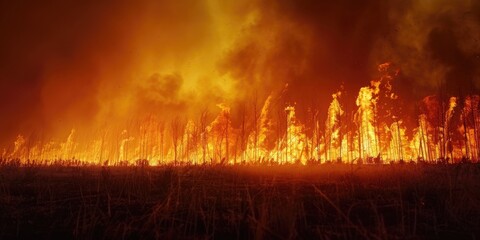 Sticker - Wildfire Engulfs Grass and Trees in Massive Blaze