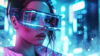 Cyberpunk Woman in Neon City