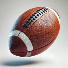 Wall Mural - Close-up of an American Football Ball in Mid-Air with Detailed Texture and Laces, Isolated on a White Background - Perfect for Sports and Athletic Themes.