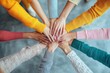 © James - Support, community and teamwork with business women for goals, collaboration and girl power. Growth, empowerment and management with hands of employee, Generative AI