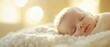 © Purichaya - A peaceful baby sleeping on soft fabric, basking in warm light, evoking a sense of tranquility and innocence.
