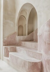 Wall Mural - Modern Architecture Interior With Stone Steps And Arched Wall