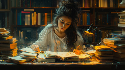 A young man sitting at a desk with an open book in front of him. Perfect for illustrating study sessions, learning, and academic focus.