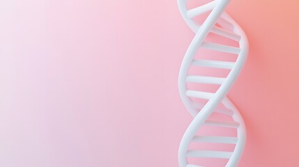 Wall Mural - White DNA Helix on a Pink Background