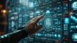 © Raffaza - illustration of a mans hand navigating a hightech cybersecurity screen