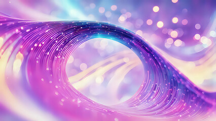 Wall Mural - 3d rendering of colorful neon waves on abstract background with shimmering particles. dynamic flow. 