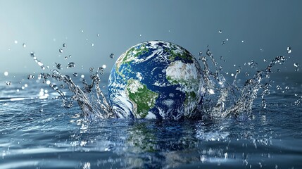 Canvas Print - Saving water and world environmental protection concept. Eearth, globe, ecology, nature, planet concepts