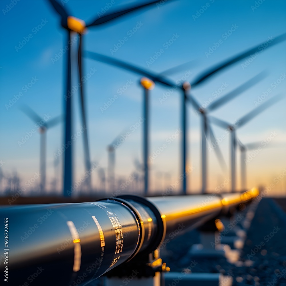 High-resolution image of a hydrogen pipeline running parallel to ...