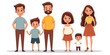 © James - Parents with kids  illustration isolated. Happy family portrait set. Mother and father with daughter and son, Generative AI