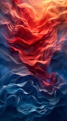 Wall Mural - Digital technology red and blue wave abstract poster background