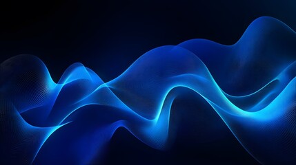 Abstract Blue Wave Vector Illustration, Glowing Effect, Dark Gradient, AI Technology Concept, Futuristic Digital Design Element