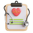 © Goobs - 3d rendering of list heart diagnostic notes with stethoscope, healthcare concept
