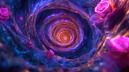 spiral tunnel of neon petals