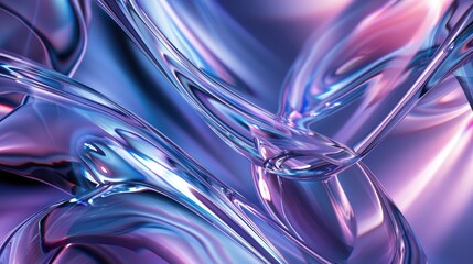 Wall Mural - Abstract Purple and Blue Glossy Liquid Forms