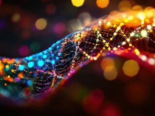 Wall Mural - Colorful Abstract Light Wave with Bokeh Background - Vibrant and Dynamic Digital Art