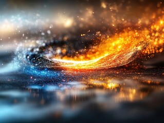 Wall Mural - Abstract Digital Art with Vibrant Swirls of Light and Colorful Sparkles in a Dynamic Motion