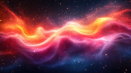 Wall Mural - abstract cosmic landscape with wavy glowing nebulae and stars