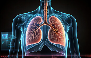 human heart and lungs anatomy diagram created with Generative AI technology