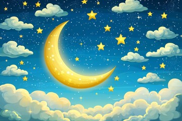 Wall Mural - an abstract fantasy crescent above the clouds.
