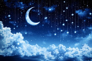 Wall Mural - stock image of an abstract fantasy crescent in the clouds.