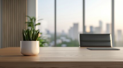 Wall Mural - Beautifully designed modern office interior with sleek and sophisticated furniture pieces in a soft blurred depth of field creating a calming and inspiring workspace atmosphere