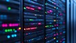 © tanayoch - Close-up view of server racks with colorful LED indicators showcasing modern technology and data storage solutions.