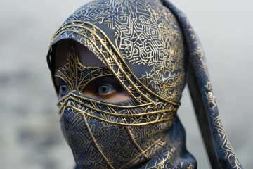 Poster - A close-up shot of a person's face wearing a mask, great for representing anonymity or disguise in various contexts