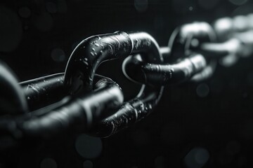 Wall Mural - Blockchain. A Business Concept of Digital Chain Blocks in Black Background