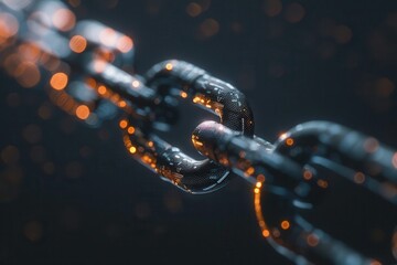 Wall Mural - Blockchain Business Concept. Black Diagonal Chain Illustration in Digital Rendering