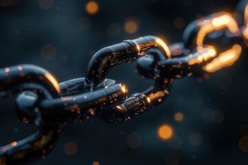 Wall Mural - Blockchain Business Connection: Black Diagonal Chain Concept Rendering