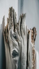 Wall Mural - A close up of a piece of wood with an eye on it, AI