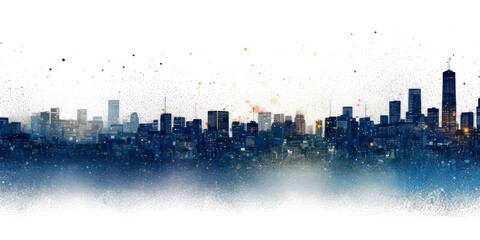 Sticker - PNG Night city skyline border element, transparent background