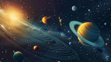 Wall Mural - cartoon vector space probe exploring the outer edges of the solar system