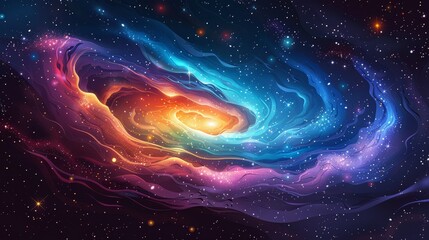 Wall Mural - cartoon vector galaxy with swirling stars and cosmic dust