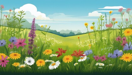 Wall Mural - Wildflowers in a Meadow