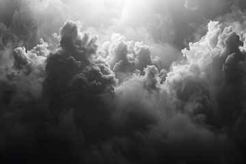 Canvas Print - Dramatic Black and White Cloudscape with Ethereal Light