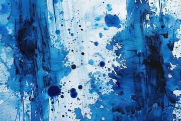 Wall Mural - Blue Spray. Abstract Paint Blotch Texture with Liquid Flow in Grunge Background